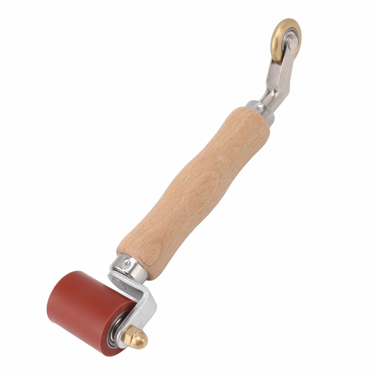Rodillo de Costura de Doble Cabeza, Rodillos de Presión 2 en 1, Rodillo de Presión de Silicona de 40 Mm, Rodillo de Costura de Esquina de Piso de Latón de 6 Mm Para Techos (Rojo)
